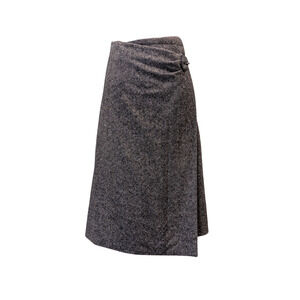 Hermes Cashmere Wool Blend Leather Buckle Skirt Size 42 US 10